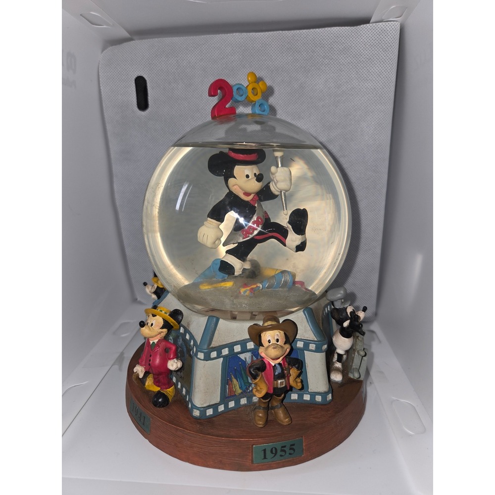Disney Mickey Mouse Year 2000 Millenium Musical Snow Globe 1928-1955 Figures - Picture 8 of 8